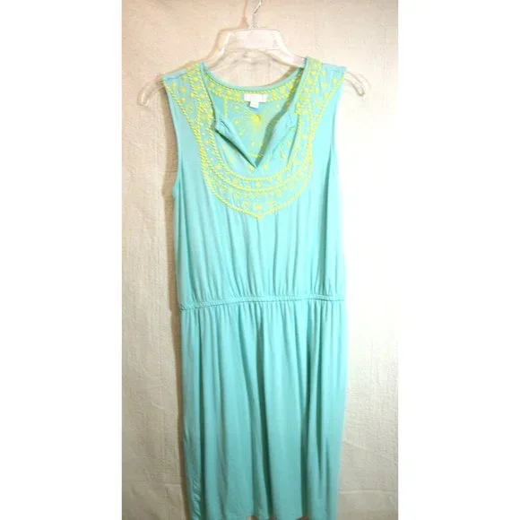 C Label Dresses | C Label Tank Dress, Mint Green With Yellow Embroidery, Size Small | Color: Green/Yellow | Size: Small | Nanstreasures's Closet